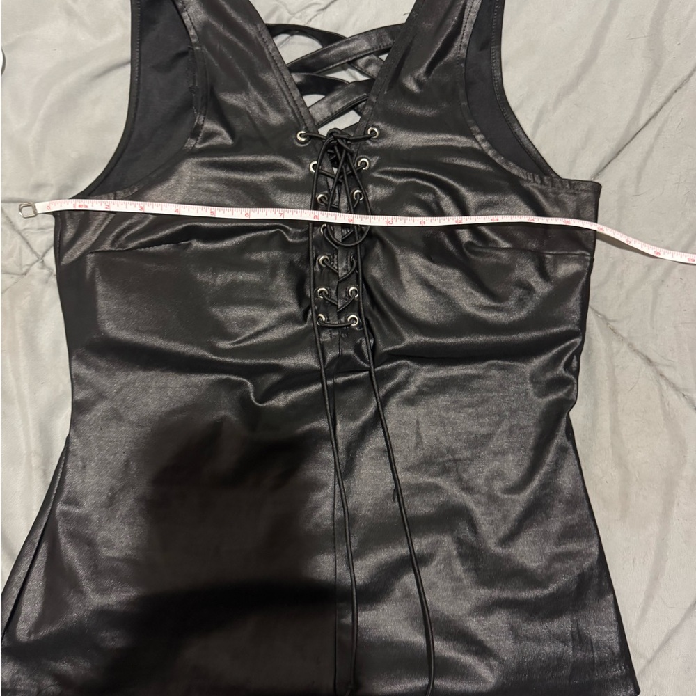 Black Lace-Up Women's Top